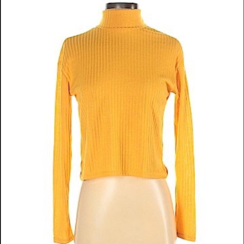 Long sleeved yellow turtle neck